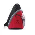 Red Wave Sling Backpack customized with your logo by Logoboss