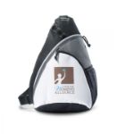 White Wave Sling Backpack customized with your logo by Logoboss