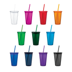 Spirit double walled acrylic tumbler with straw and custom logo
