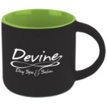 Minolo Two Tone Matte Finish Mugs-14 oz in Black Matte/Lime