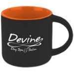 Minolo Two Tone Matte Finish Mugs-14 oz in Black Matte/Orange