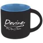 Minolo Two Tone Matte Finish Mugs-14 oz in Black Matte/Sky Blue