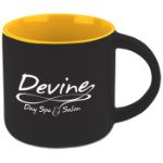 Minolo Two Tone Matte Finish Mugs-14 oz in Black Matte/Yellow