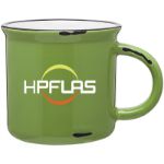 Ventura Camp Style Ceramic Mug-15 oz in Lime Green With White Interior