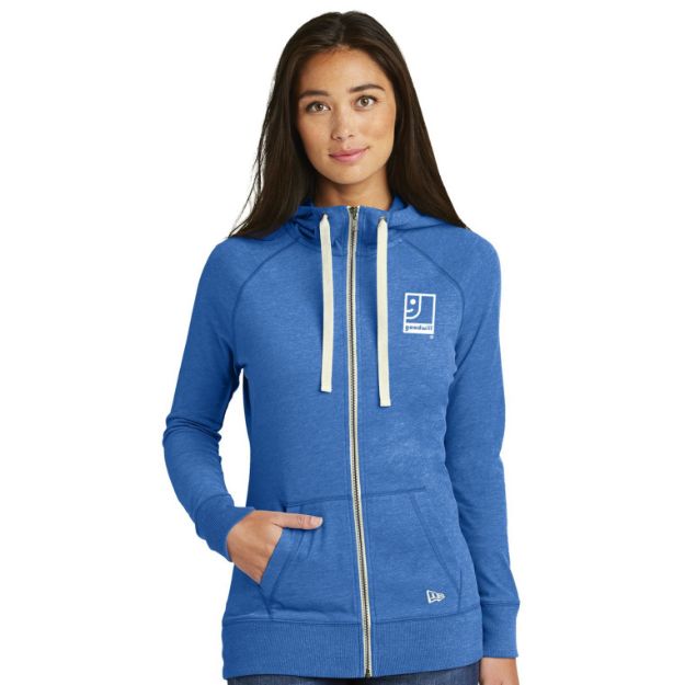 New Era Ladies Sueded Cotton Blend Full-Zip Hoodie. LNEA122 Black Heather