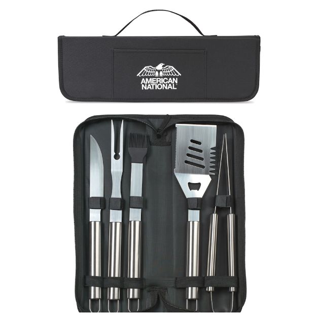 Grill Master BBQ Tool Set Black Stainless Custom Branded