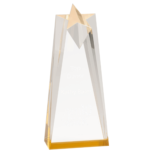 Custom Engraved Sculpted Star Acrylic Gold