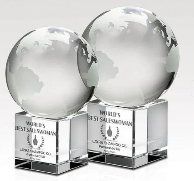 Custom Etched Crystal Globe  