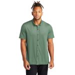 Mercer+Mettle Stretch Pique Full-Button Polo MM1006 SageHthr